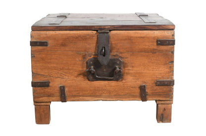 Antique Indian Teak Wood Iron Bound Pitara Chest