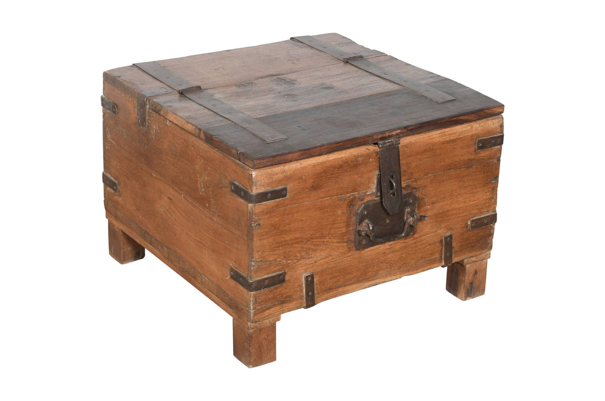 Antique Indian Teak Wood Iron Bound Pitara Chest