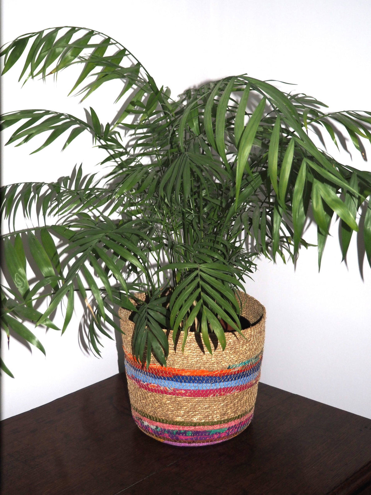 Munja And Reclaimed Fabric Eco Planter With Removable Metal Liner - Set Of 3