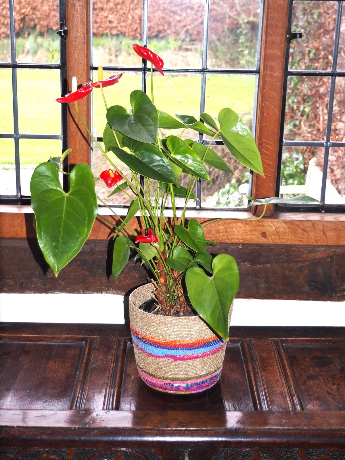 Munja And Reclaimed Fabric Eco Planter With Removable Metal Liner - Set Of 3