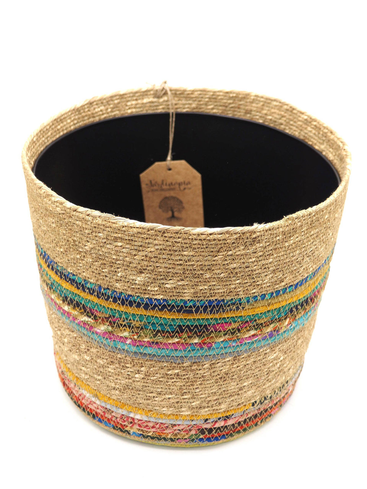 Munja And Reclaimed Fabric Eco Planter With Removable Metal Liner - Set Of 3