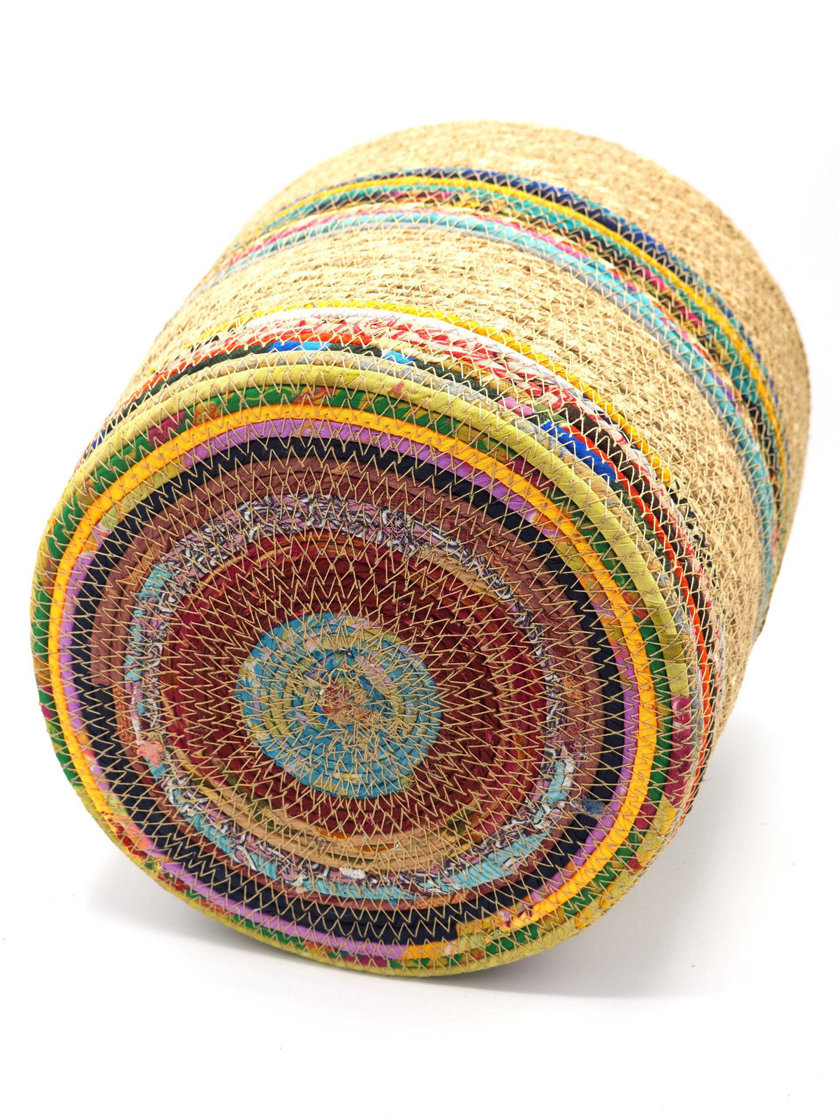 Munja And Reclaimed Fabric Eco Planter With Removable Metal Liner - Large