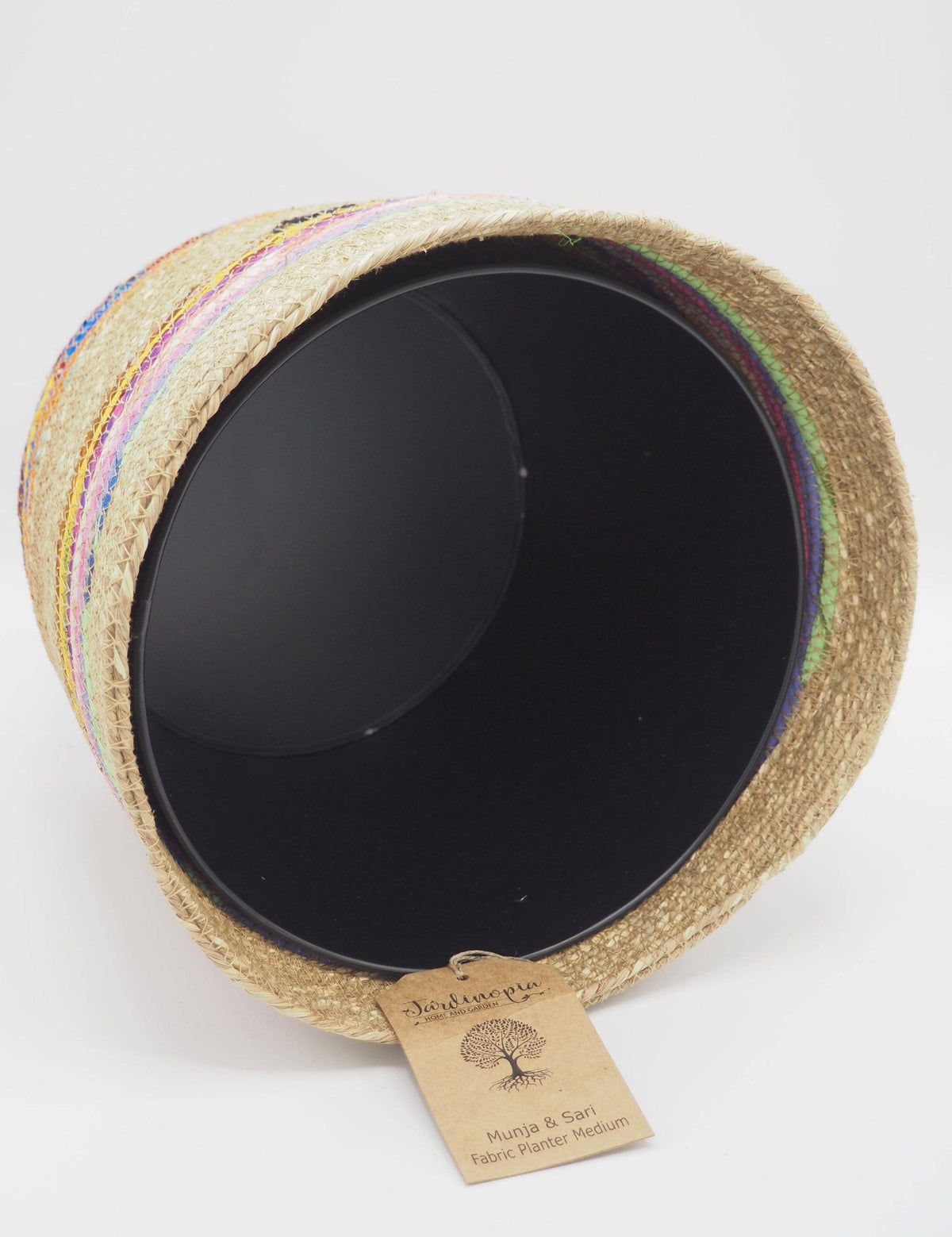 Munja And Reclaimed Fabric Eco Planter With Removable Metal Liner - Medium