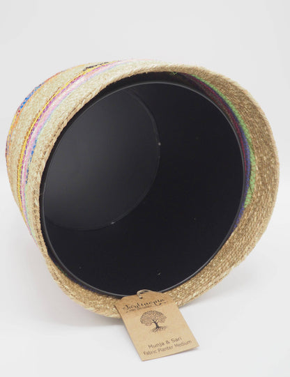 Munja And Reclaimed Fabric Eco Planter With Removable Metal Liner - Medium