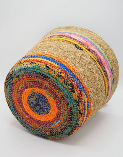 Munja And Reclaimed Fabric Eco Planter With Removable Metal Liner - Medium