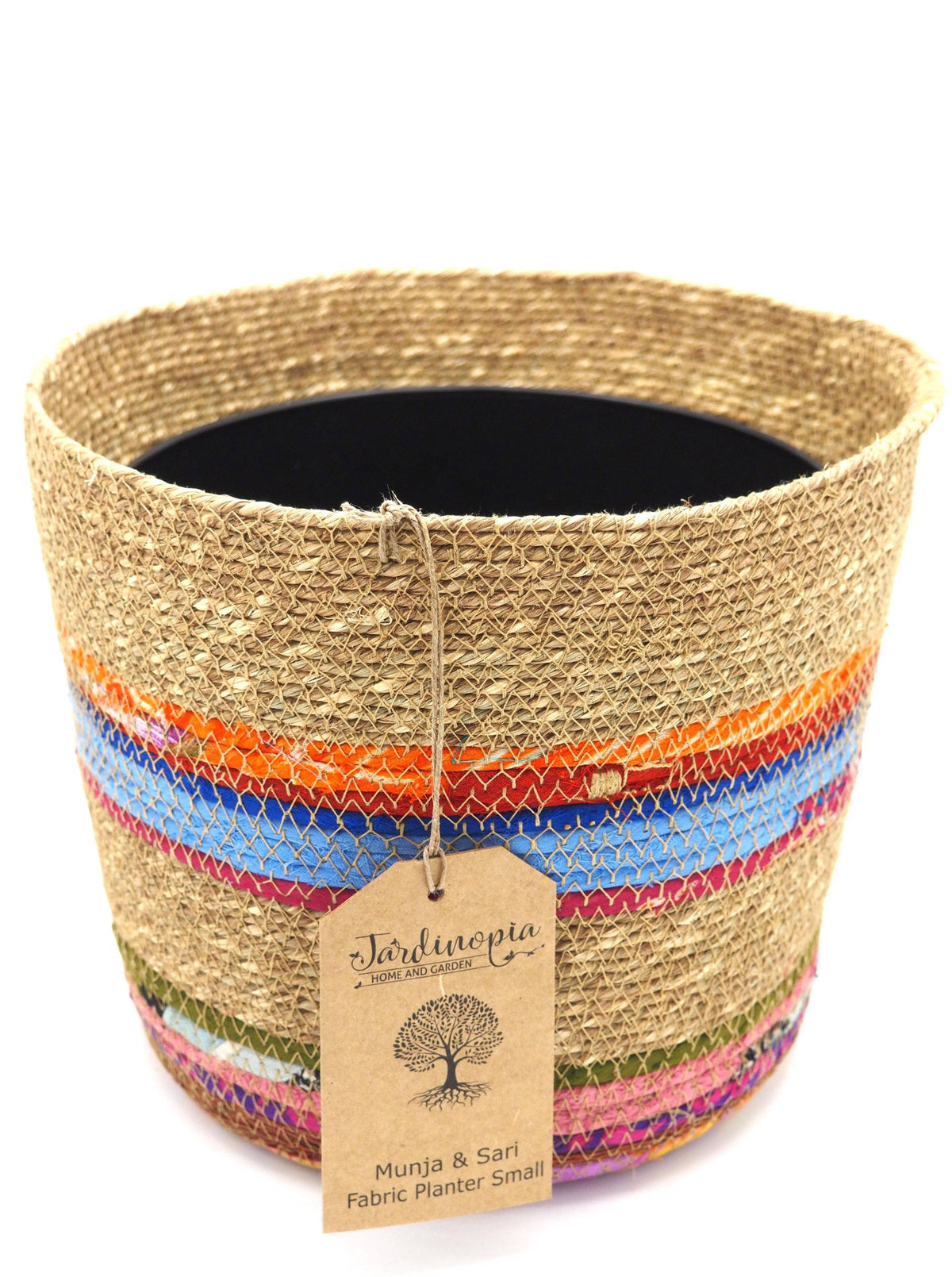 Munja And Reclaimed Fabric Eco Planter With Removable Metal Liner - Medium