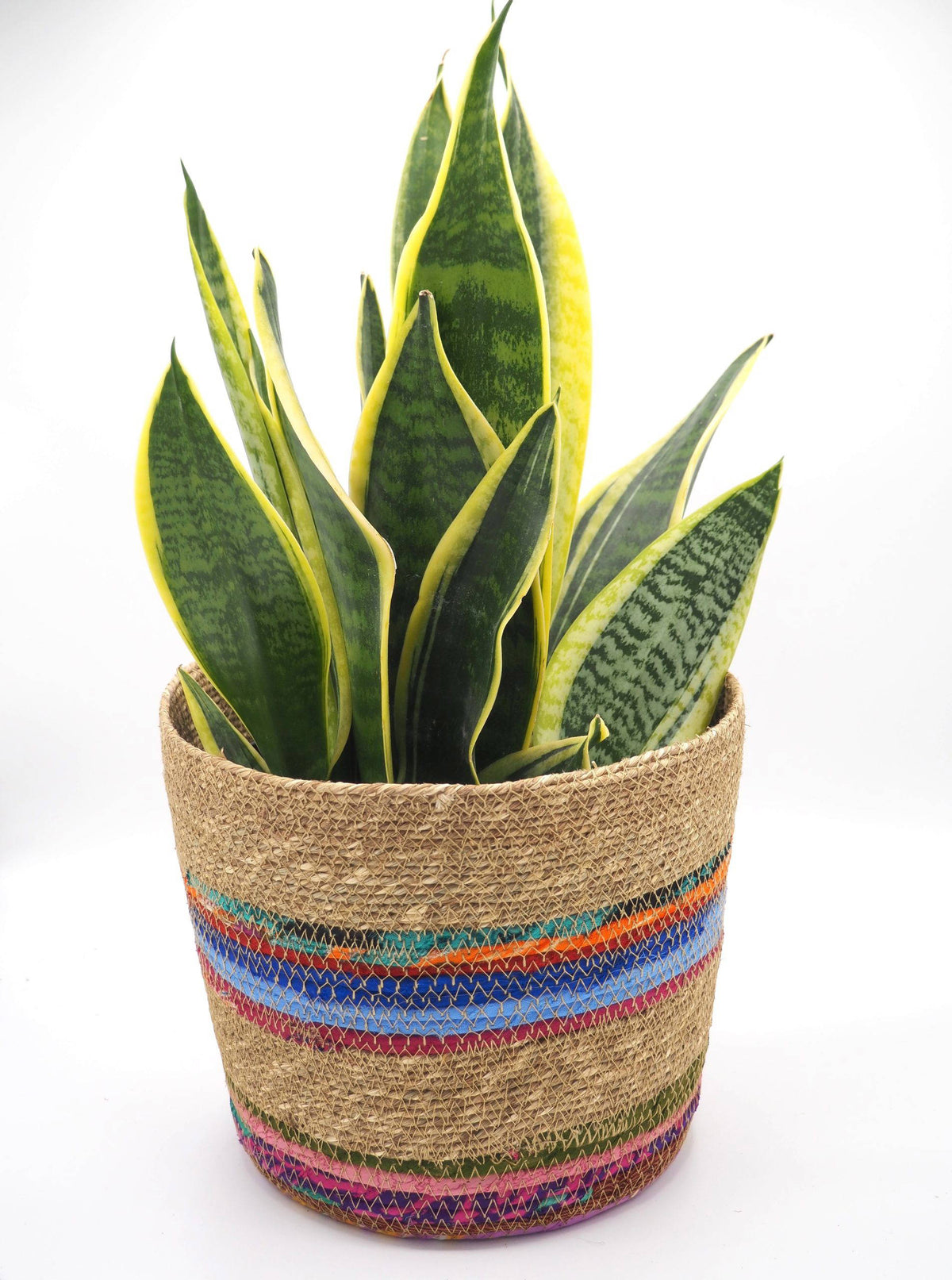 Munja And Reclaimed Fabric Eco Planter With Removable Metal Liner - Medium