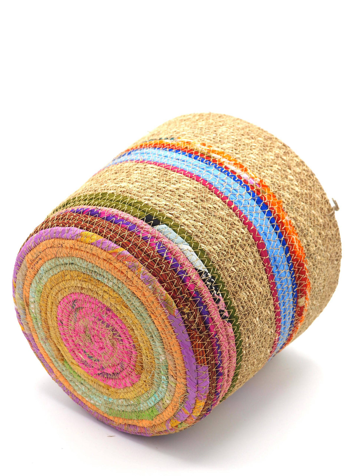 Munja And Reclaimed Fabric Eco Planter With Removable Metal Liner - Small