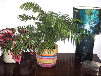 Munja And Reclaimed Fabric Eco Planter With Removable Metal Liner - Small