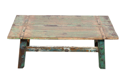 Antique Indian Painted Teak Wood Thakat Coffee Table