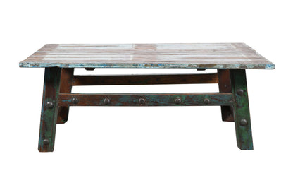 Antique Indian Painted Teak Wood Thakat Coffee Table