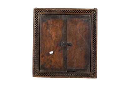 Fine Antique Indian Teak Wood Shutter Window Mirror