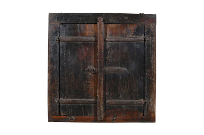 Fine Antique Indian Teak Wood Shutter Window Mirror