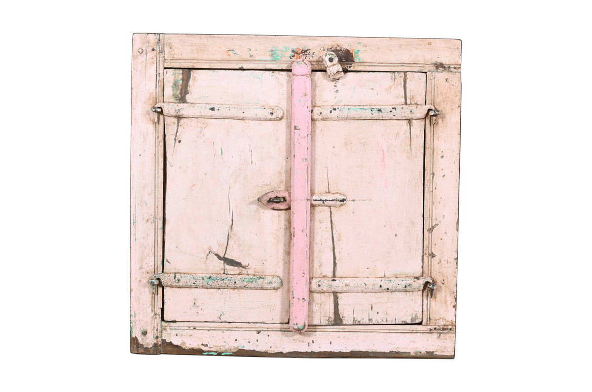 Fine Antique Indian Teak Wood Shutter Window Mirror