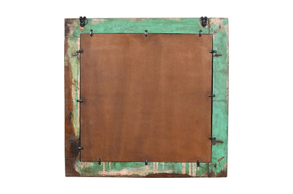 Fine Antique Indian Teak Wood Shutter Window Mirror