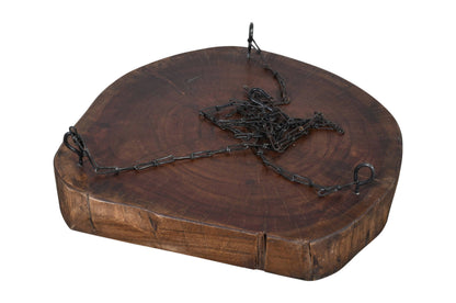 Reclaimed Indian Hard Wood Hanging Planter Base With Iron Chain & S Hook.