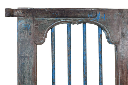 Antique Indian Painted Teak Wood Jali Door Garden Gate Pair
