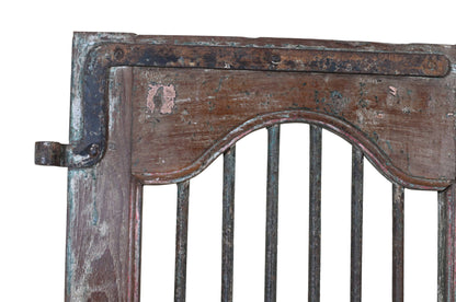 Antique Indian Painted Teak Wood Jali Door Garden Gate Pair