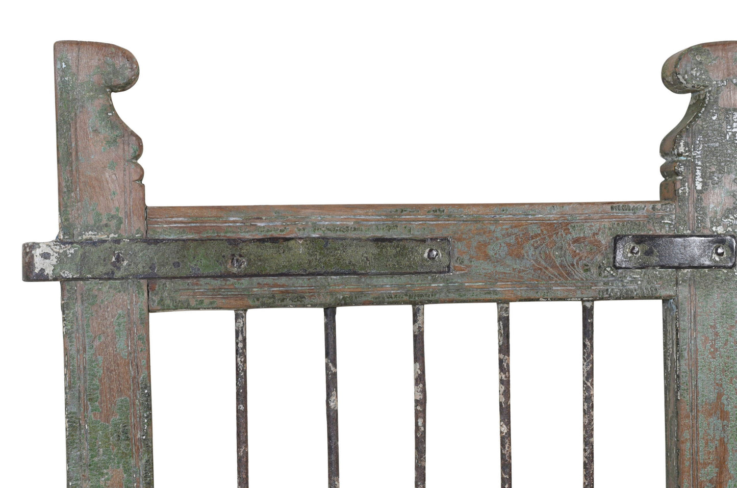 Antique Indian Painted Teak Wood Jali Door Garden Gate Pair