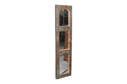 Antique Indian Painted Teak Wood Jali Door Mirror Garden Or Home