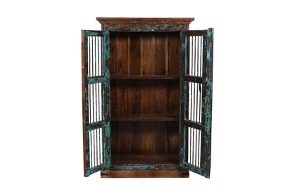 Vintage Indian Teak Wood Pinjara Cabinet For Kitchen Or Home