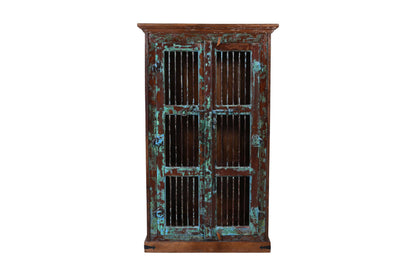 Vintage Indian Teak Wood Pinjara Cabinet For Kitchen Or Home