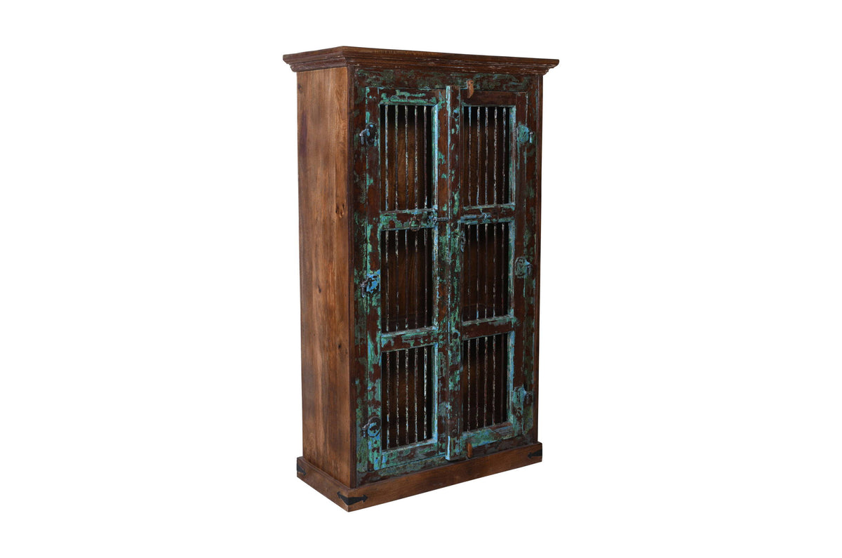 Vintage Indian Teak Wood Pinjara Cabinet For Kitchen Or Home