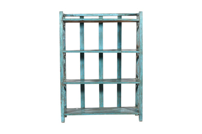 Antique Indian Painted Teak Wood Kitchen Or Bedroom Display Storage Rack