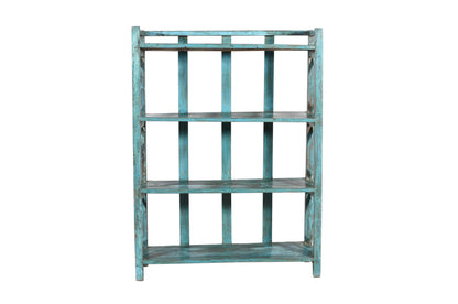 Antique Indian Painted Teak Wood Kitchen Or Bedroom Display Storage Rack