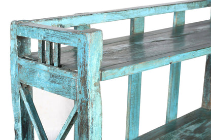 Antique Indian Painted Teak Wood Kitchen Or Bedroom Display Storage Rack