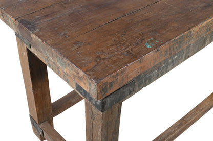 Antique Indian Industrial Teak Wood Centre Table