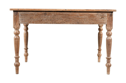 Antique Indian Teak Wood Lime Washed Kitchen Table