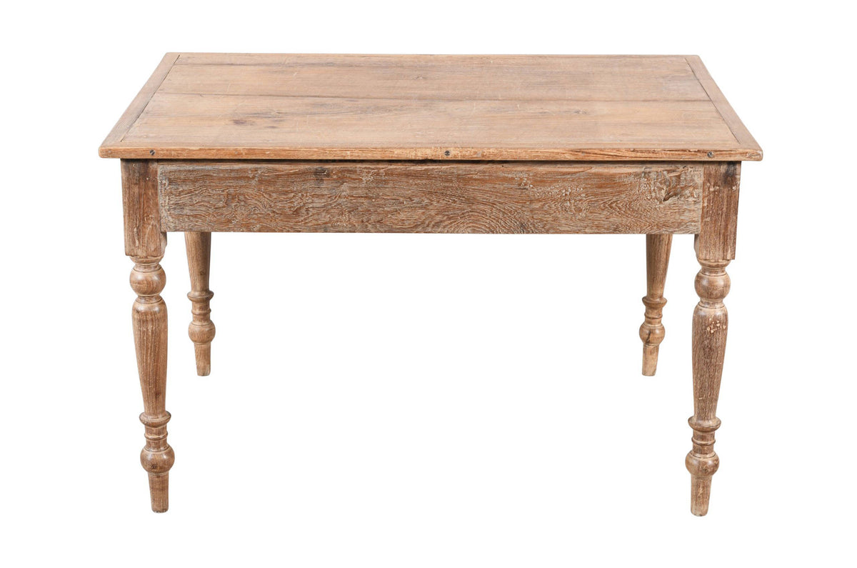 Antique Indian Teak Wood Lime Washed Kitchen Table