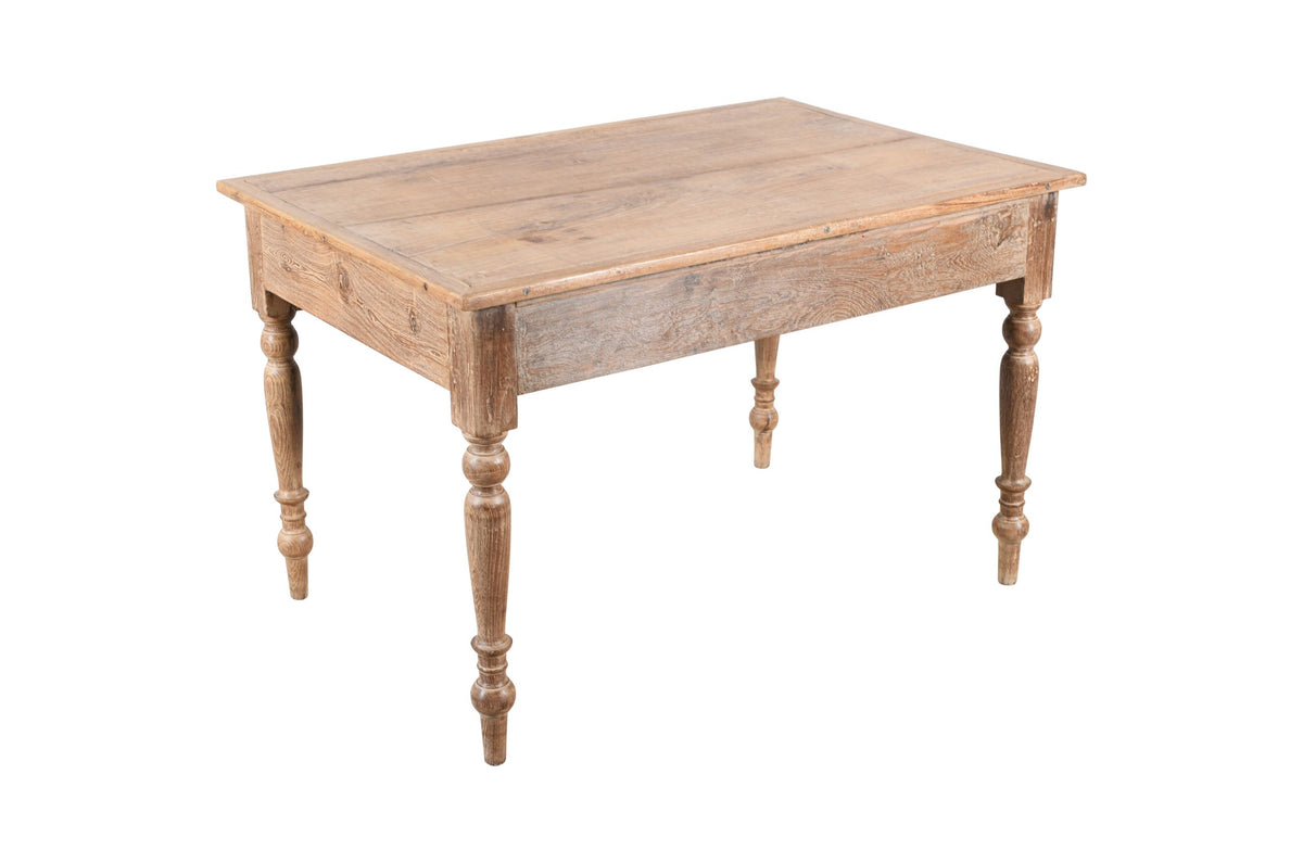 Antique Indian Teak Wood Lime Washed Kitchen Table