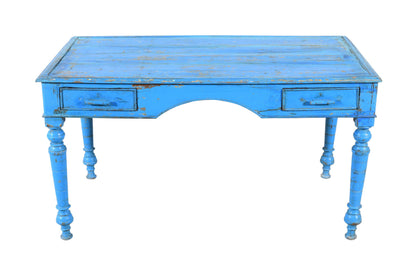 Antique Indian Painted Teak Wood Writing Desk Or Kitchen Table