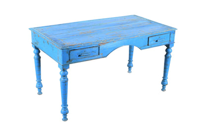 Antique Indian Painted Teak Wood Writing Desk Or Kitchen Table