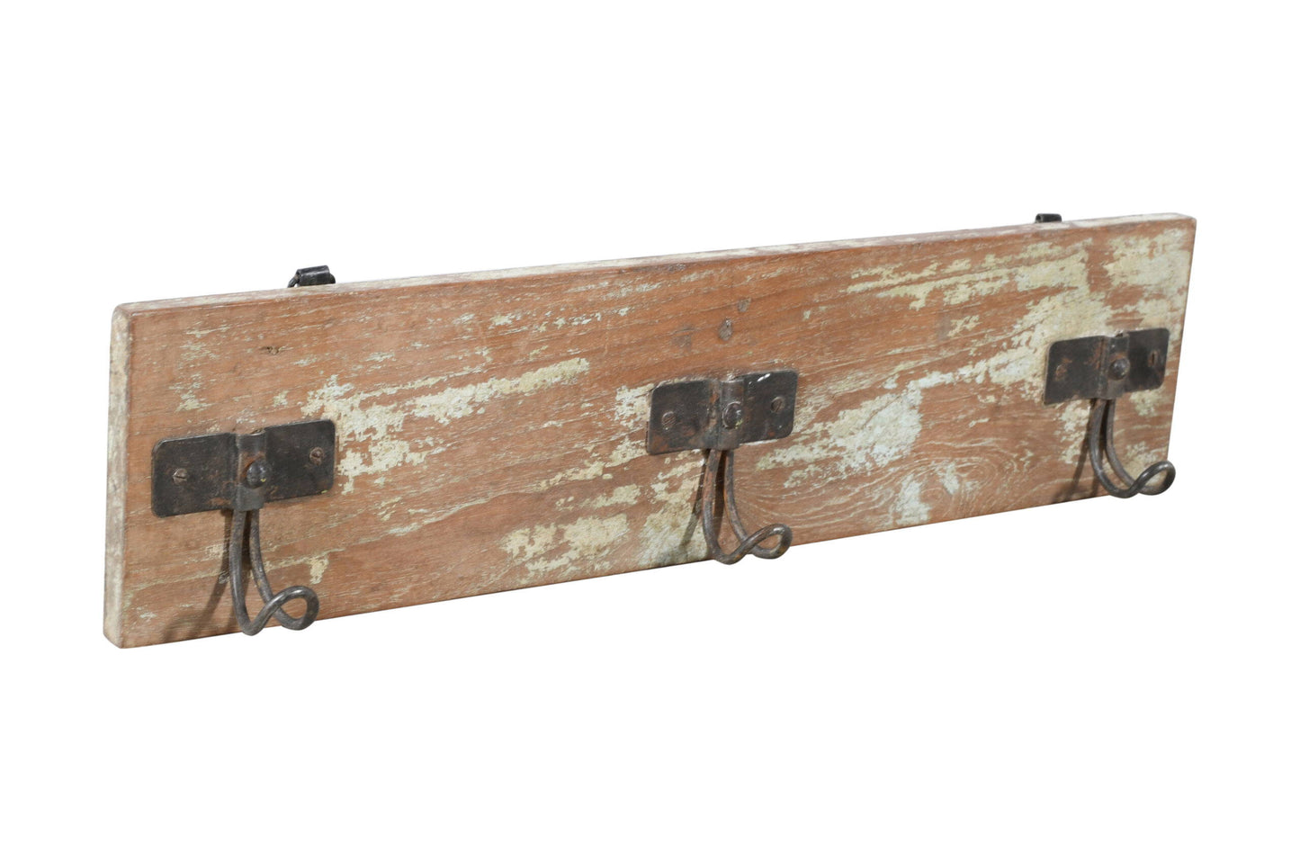 Vintage Indian Reclaimed Teak Wood Wall Mounted Coat Hook Panel
