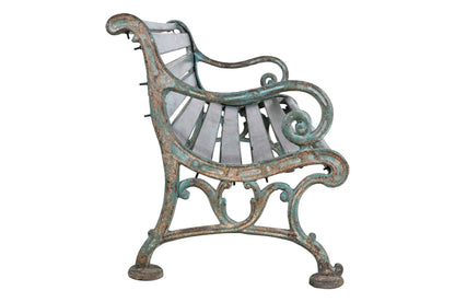 Antique Indian Victorian Cast Iron And Teak Wood Park Or Garden Bench