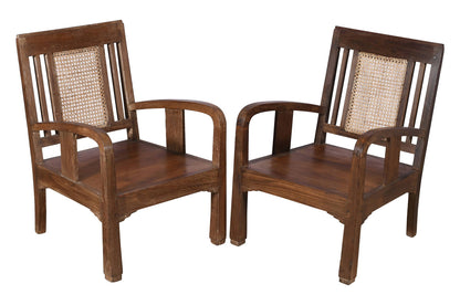 Set Of 4 Antique Indian Teak Wood Plantation Chairs