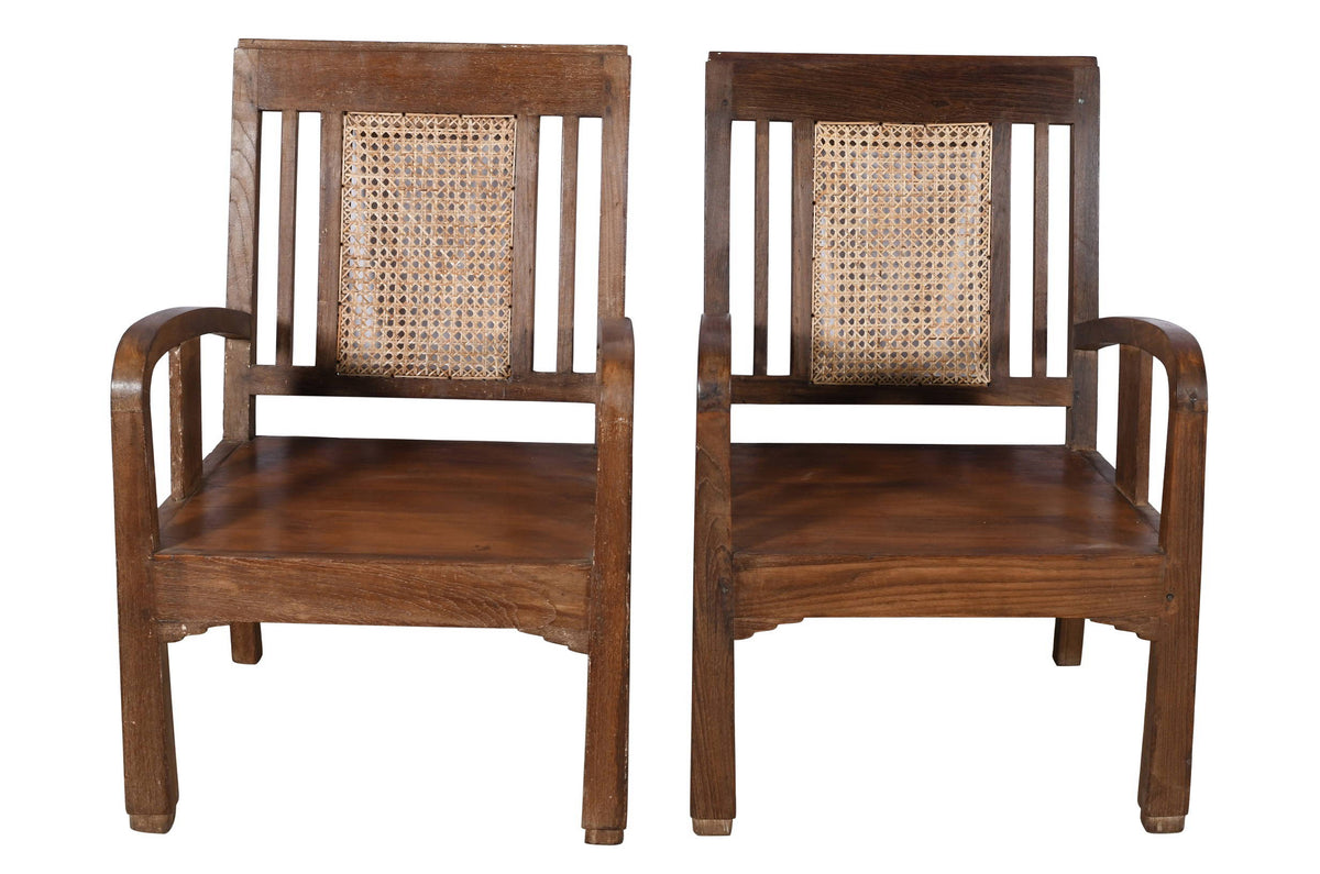 Set Of 4 Antique Indian Teak Wood Plantation Chairs