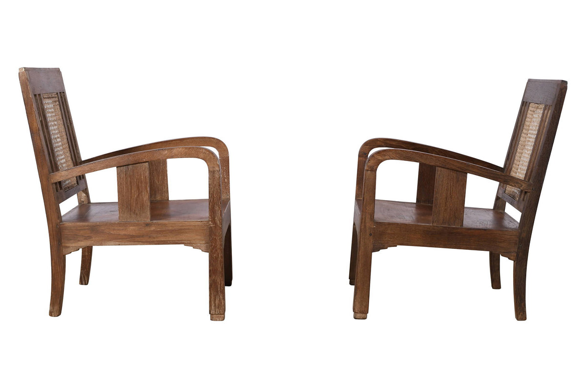 Set Of 4 Antique Indian Teak Wood Plantation Chairs