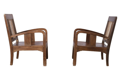 Set Of 4 Antique Indian Teak Wood Plantation Chairs