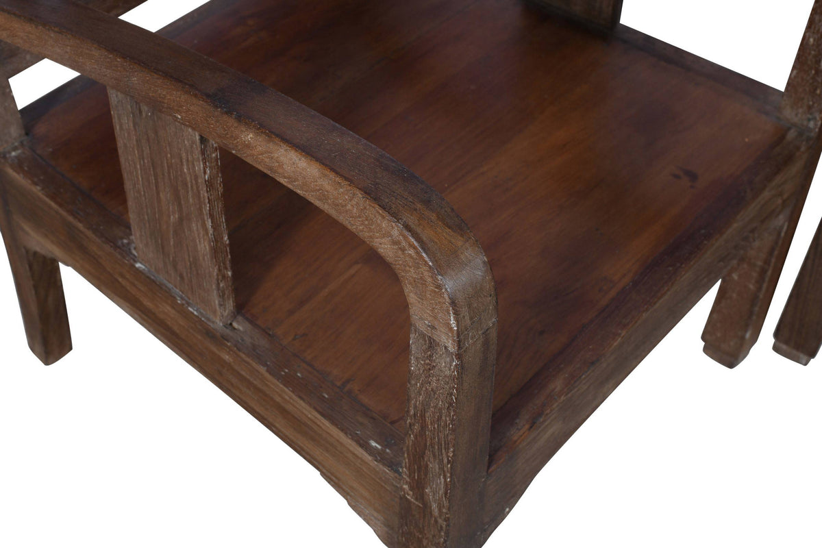 Set Of 4 Antique Indian Teak Wood Plantation Chairs