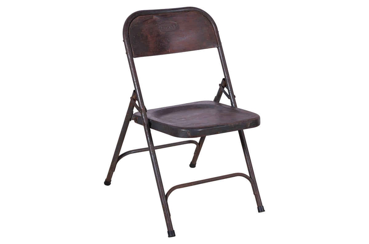 Pair Of Vintage Folding Simplex Indian Iron Garden Or Cafe Chairs