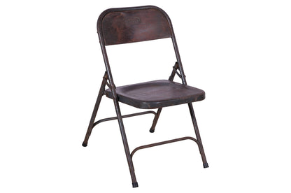 Pair Of Vintage Folding Simplex Indian Iron Garden Or Cafe Chairs