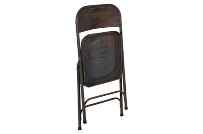 Pair Of Vintage Folding Simplex Indian Iron Garden Or Cafe Chairs