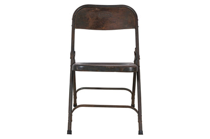 Pair Of Vintage Folding Simplex Indian Iron Garden Or Cafe Chairs