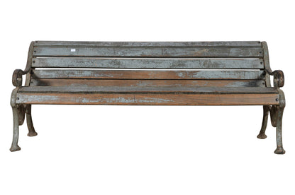 Antique Indian Cast Iron And Teak Wood Garden Bench