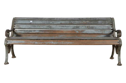 Antique Indian Cast Iron And Teak Wood Garden Bench