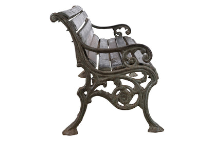 Antique Indian Cast Iron And Teak Wood Garden Bench